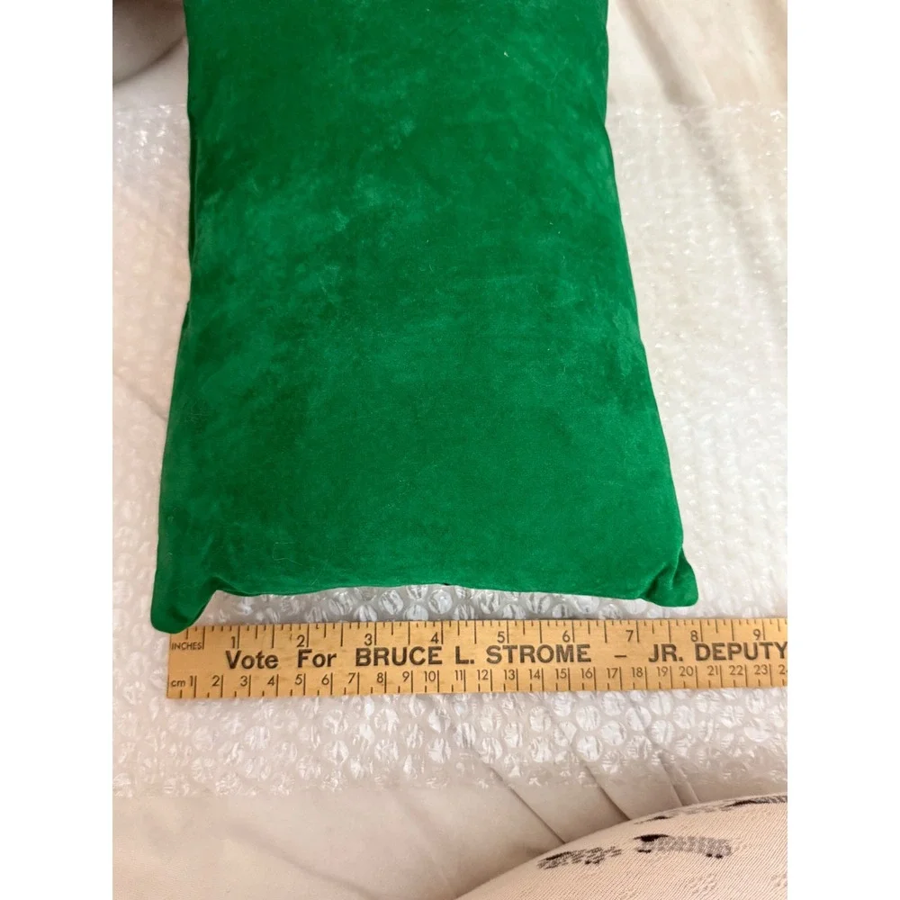Deck the Paws Christmas Dog Bone Lumbar Pillow Green Velvet Festive Decor 12x8